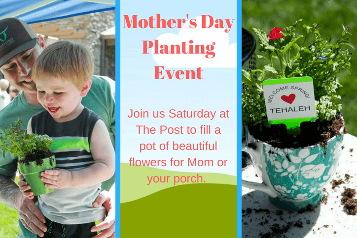 Mother's Day planting event flyer for Tehaleh.