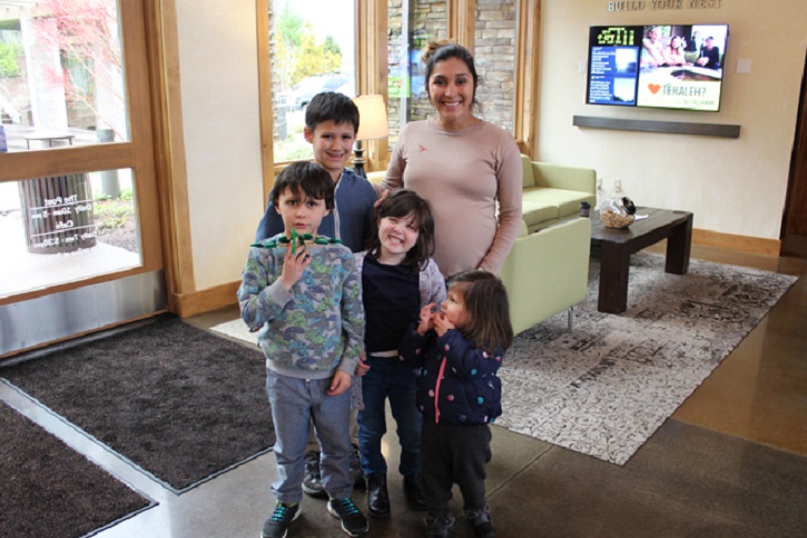 Brenda Bird and her children at The Post in Tehaleh