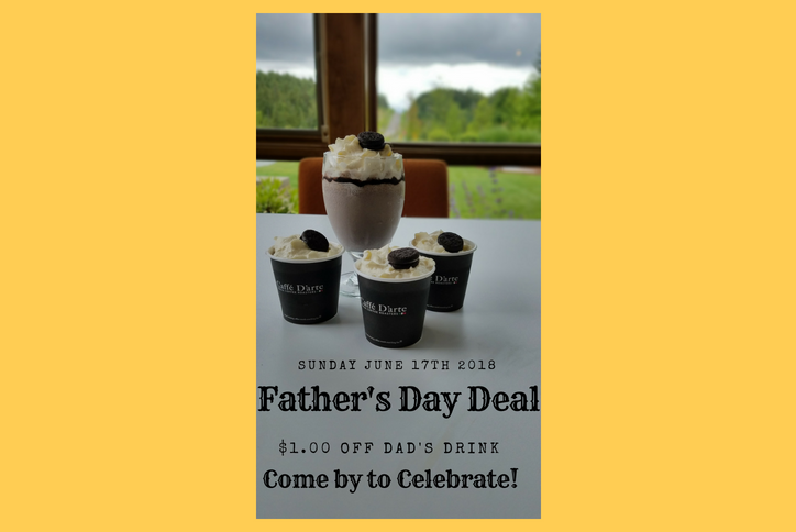 Father's Day deal promotional flyer with cups of dessert.