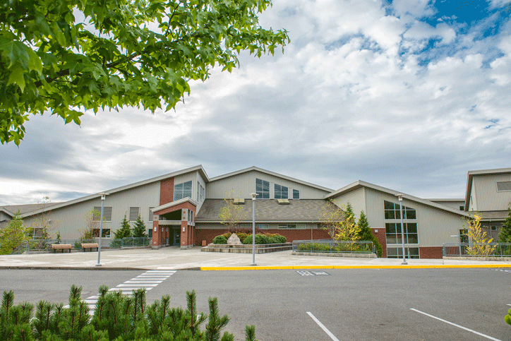 Exterior of Bonney Lake High School building.