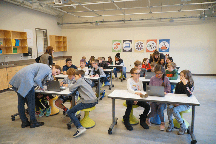 Full science classroom in Tehaleh Heights Elementary School.