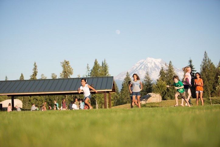 Kids letting off steam at Big Sky Park in Tehaleh
