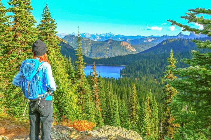 Hiker pausing to enjoy a view.