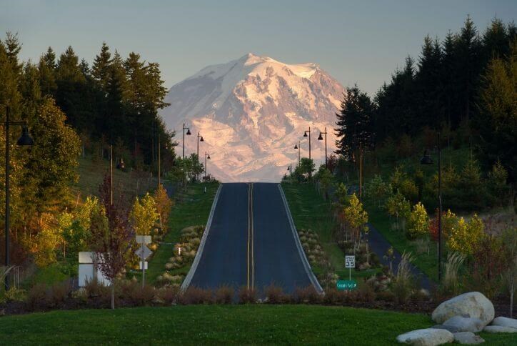 View of Mount Rainier as you leave Tehaleh