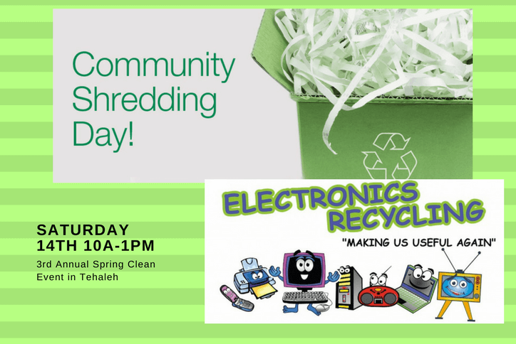 Flyer for community shredding day in Tehaleh.