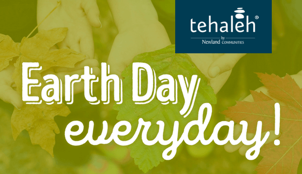 Leaves with overlay text saying Earth Day Everyday.
