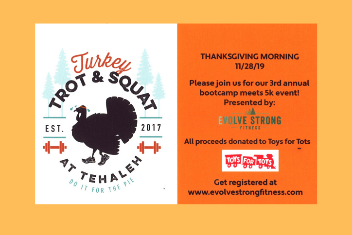 Thanksgiving morning turkey event flyer for Tehaleh.