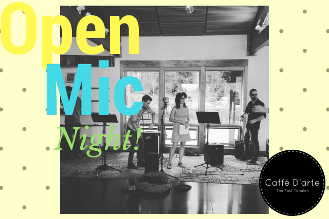 Band setting up to perform at Open Mic Night in Tehaleh.