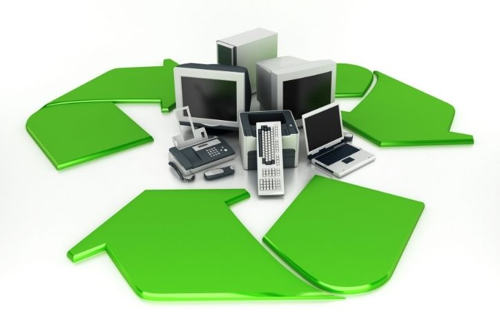 Recycling symbol around electronics