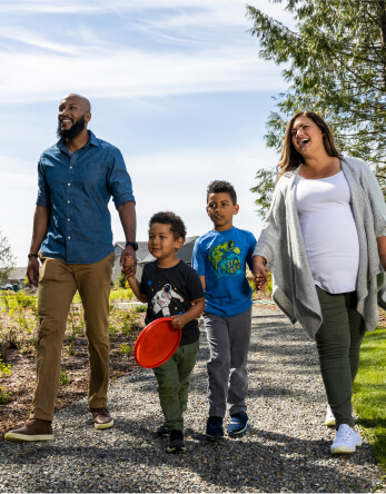 Tehaleh community residents walking together in Bonney Lake, WA