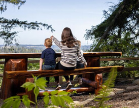 Tehaleh community residents mother and son enjoying the view in Bonney Lake, WA
