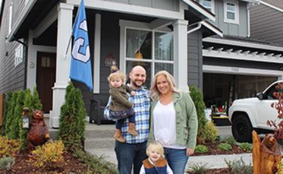 Tehaleh community residents in front of their home in Bonney Lake, WA