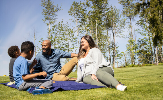 Family picnic in Tehaleh community located in Tacoma, Washington