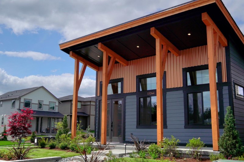 Real photo of the exterior of the new Tehaleh Welcome Center.