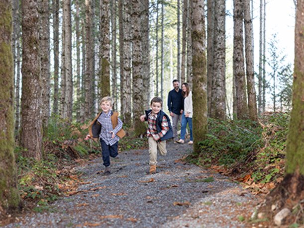 Tehaleh community residents hiking trails in Bonney Lake, WA