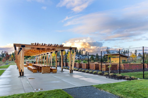 The Fiesta Tables and Community Garden in Discovery Park