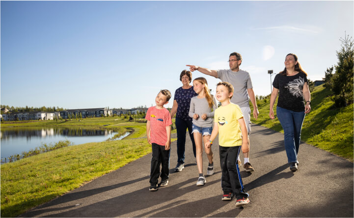 Tehaleh community residents hiking along the trails in Bonney Lake, WA