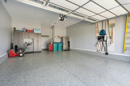 A clean, organized garage interior.